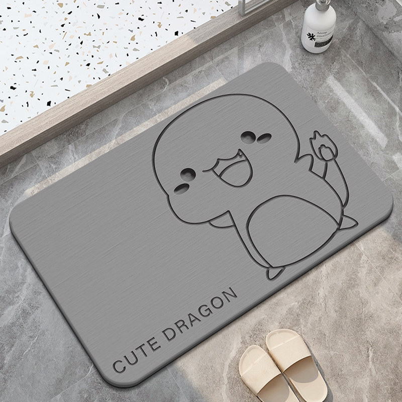 Covoraș de baie pentru picioare din diatomită, pătrat, model desen animat, din spumă, lavabil