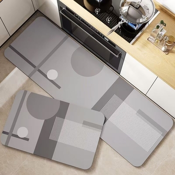 Covorașe de podea Nordic din lut diatom – set de două piese, absorbante, antiderapante, pentru bucătărie și baie, formă pătrată