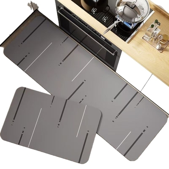 Covorașe de podea Nordic din lut diatom – set de două piese, absorbante, antiderapante, pentru bucătărie și baie, formă pătrată