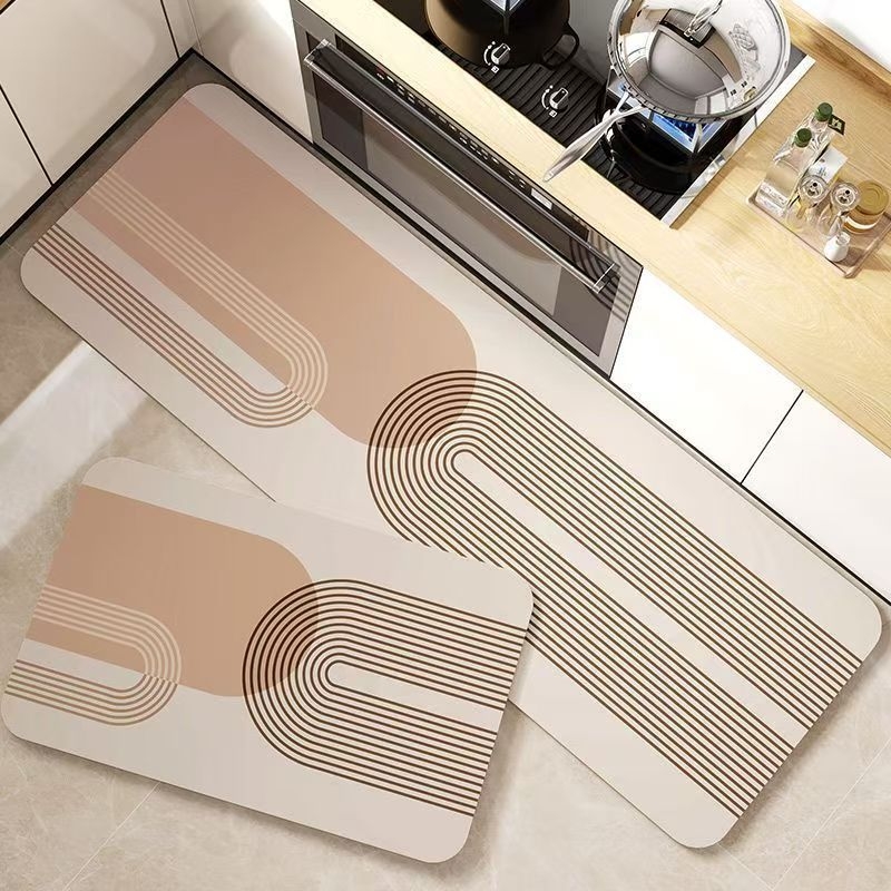 Covorașe de podea Nordic din lut diatom – set de două piese, absorbante, antiderapante, pentru bucătărie și baie, formă pătrată