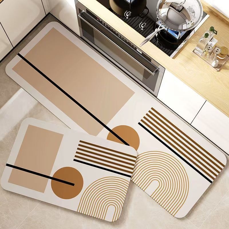 Covorașe de podea Nordic din lut diatom – set de două piese, absorbante, antiderapante, pentru bucătărie și baie, formă pătrată