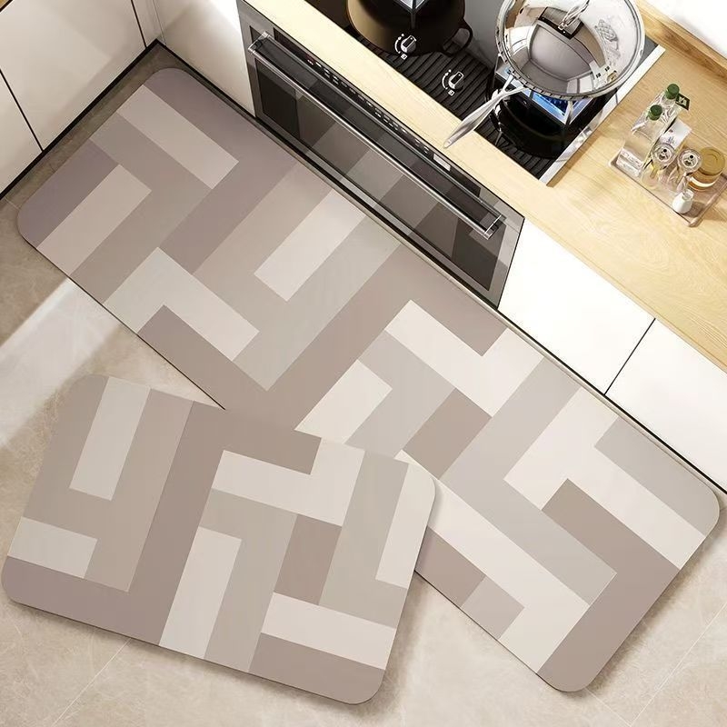 Covorașe de podea Nordic din lut diatom – set de două piese, absorbante, antiderapante, pentru bucătărie și baie, formă pătrată