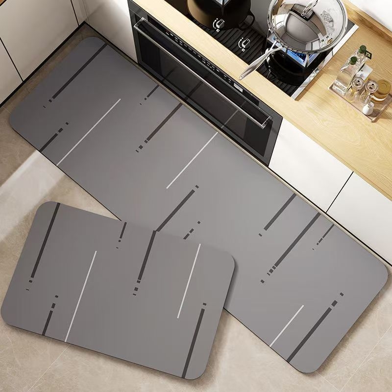 Covorașe de podea Nordic din lut diatom – set de două piese, absorbante, antiderapante, pentru bucătărie și baie, formă pătrată