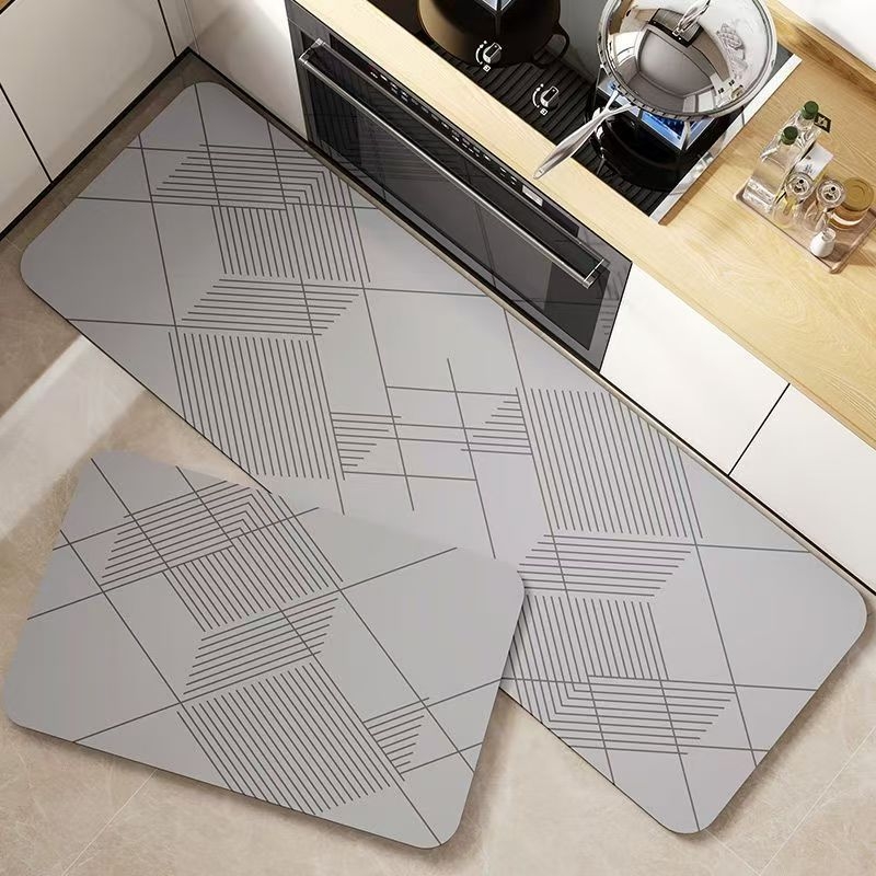 Covorașe de podea Nordic din lut diatom – set de două piese, absorbante, antiderapante, pentru bucătărie și baie, formă pătrată