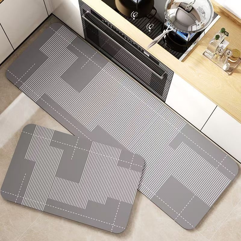 Covorașe de podea Nordic din lut diatom – set de două piese, absorbante, antiderapante, pentru bucătărie și baie, formă pătrată