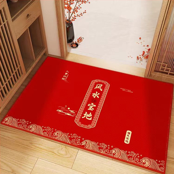 Ieejas paklājiņš ar bagātības motīvu, kristāla samts, kvadrātveida, drukāts, jauns ķīniešu stils