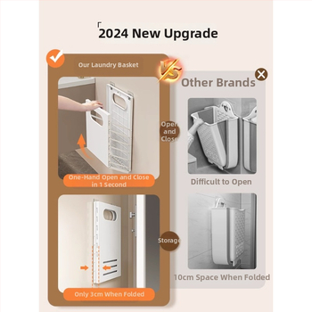 Netīro drēbju grozs — mūsdienīgs minimālisma stils, piemērots guļamistabai un vannas istabai (Materiāls: PP; Zīmols: Resistant; Iepakojums: 1 gab.)