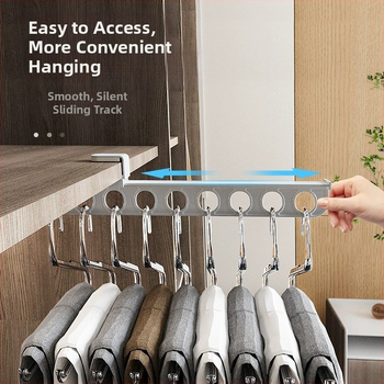 Kelnių laikiklis drabužių spintai su ištraukiamu mechanizmu, PP medžiaga, pakuotėje 50 vnt., nepriklausomas gamintojas, spausdintas logotipas