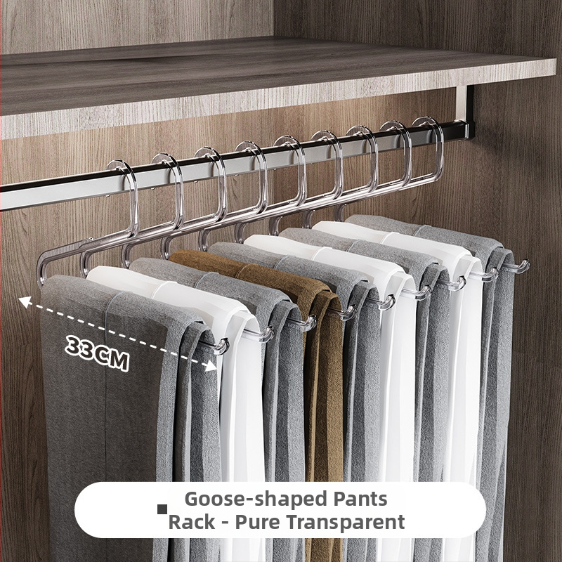 Kelnių laikiklis drabužių spintai su ištraukiamu mechanizmu, PP medžiaga, pakuotėje 50 vnt., nepriklausomas gamintojas, spausdintas logotipas