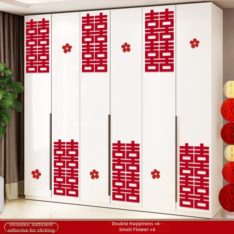 Svinību istabas dekora komplekts ar laimes uzlīmēm guļamistabai, durvīm, logiem un garderobei – materiāls: filcs; iepakojums: Opp soma; zīmols: Qimo; lietošanas nolūkam: kāzas