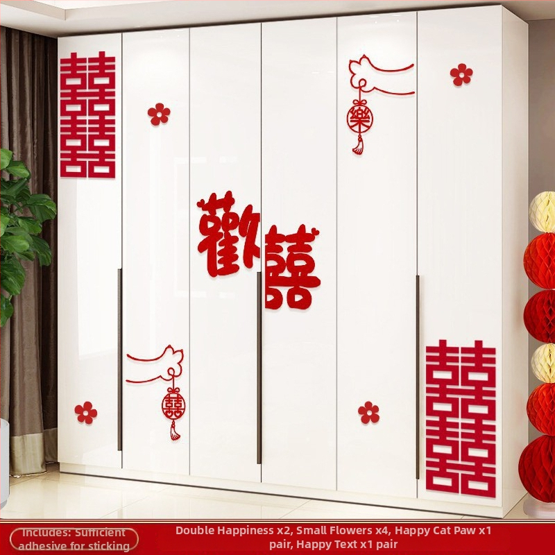 Svinību istabas dekora komplekts ar laimes uzlīmēm guļamistabai, durvīm, logiem un garderobei – materiāls: filcs; iepakojums: Opp soma; zīmols: Qimo; lietošanas nolūkam: kāzas