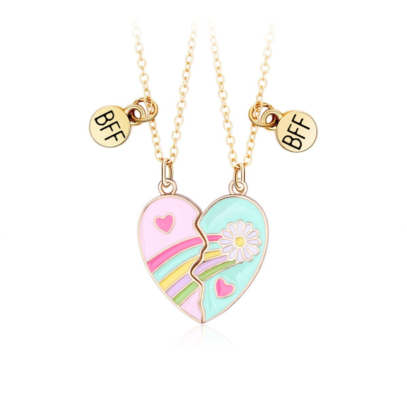 Ogrlica: srcolikog gradijentnog šljokica, magnetski privjesak, za djecu (Materijal: legura; Lanac: križni lanac; Privjesak: legura; Završna obrada: kapanje ulja; Stil: minimalistički)