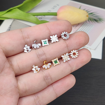 Nakit za usne i uši - G23 titanij legura, elektroplatiranje, unisex, jednostavan dizajn, prsten za usne sa motivom suncokreta i cirkon