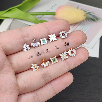 Nakit za usne i uši - G23 titanij legura, elektroplatiranje, unisex, jednostavan dizajn, prsten za usne sa motivom suncokreta i cirkon