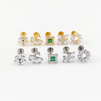 Nakit za usne i uši - G23 titanij legura, elektroplatiranje, unisex, jednostavan dizajn, prsten za usne sa motivom suncokreta i cirkon