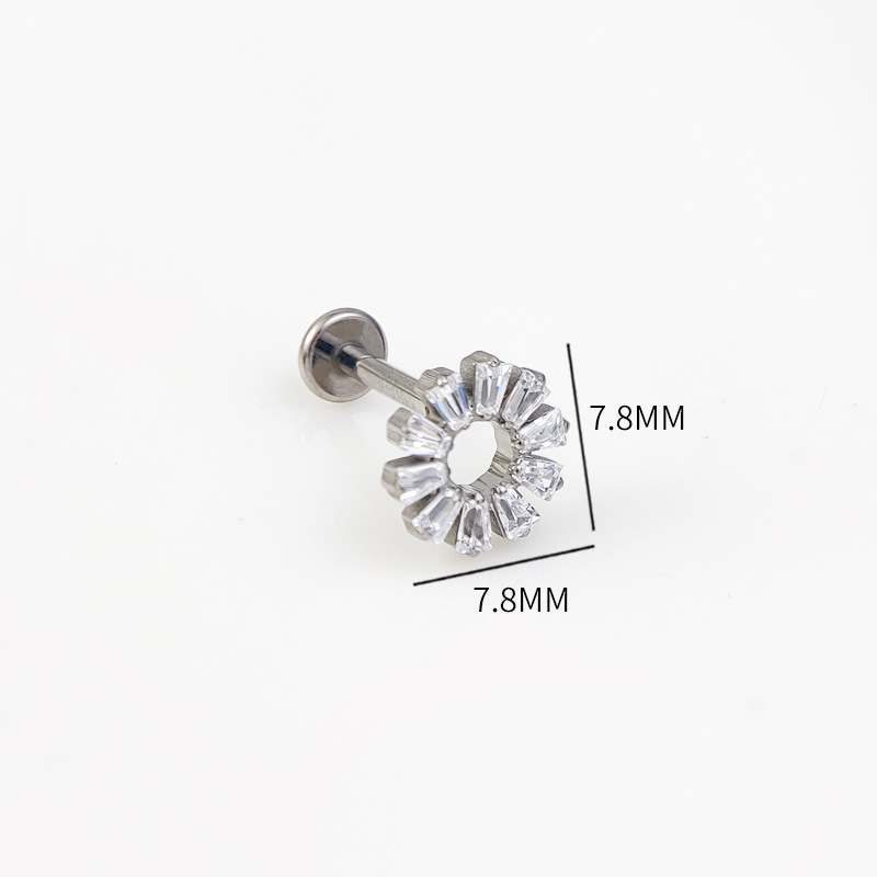 Nakit za usne i uši - G23 titanij legura, elektroplatiranje, unisex, jednostavan dizajn, prsten za usne sa motivom suncokreta i cirkon