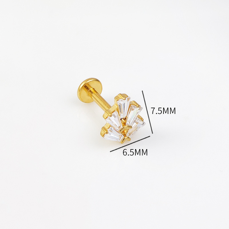 Nakit za usne i uši - G23 titanij legura, elektroplatiranje, unisex, jednostavan dizajn, prsten za usne sa motivom suncokreta i cirkon