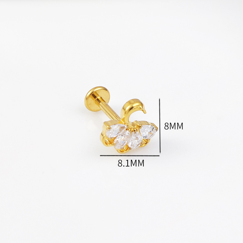 Nakit za usne i uši - G23 titanij legura, elektroplatiranje, unisex, jednostavan dizajn, prsten za usne sa motivom suncokreta i cirkon