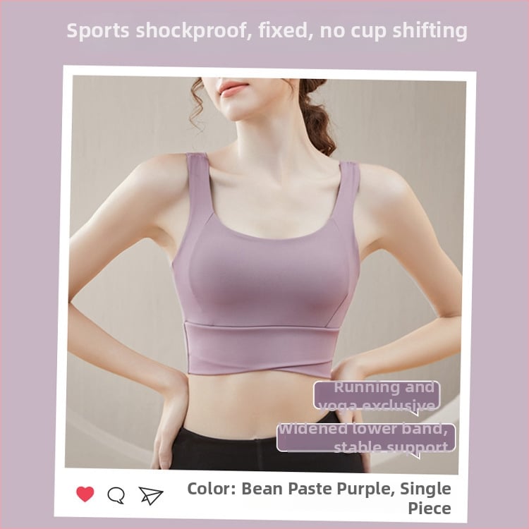 Jogas sporta krūšturis ar iekšējo paliktni krūtīm, fiksētas dubultas siksnas, pilns kauss ar plānu veidotu iekšējo pildījumu, neilona audums, elpojoša muguras atbalsta