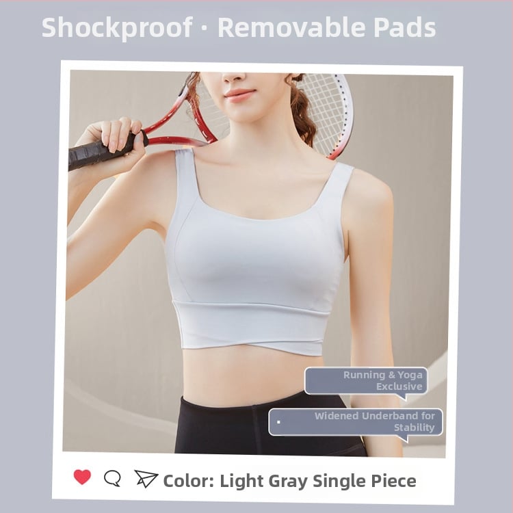 Jogas sporta krūšturis ar iekšējo paliktni krūtīm, fiksētas dubultas siksnas, pilns kauss ar plānu veidotu iekšējo pildījumu, neilona audums, elpojoša muguras atbalsta