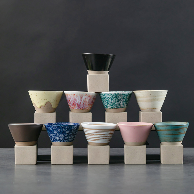 Leaf keramikinis akmens puodelis kavai, Kiln Change modelis, šviesus prabanga retro stilius, pritaikomas