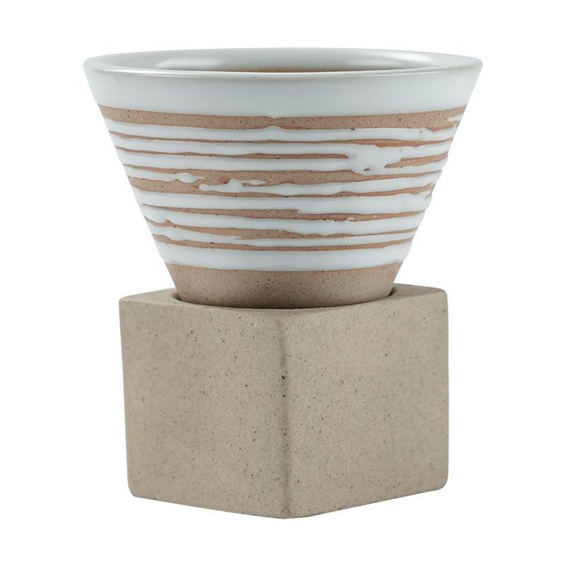 Leaf keramikinis akmens puodelis kavai, Kiln Change modelis, šviesus prabanga retro stilius, pritaikomas