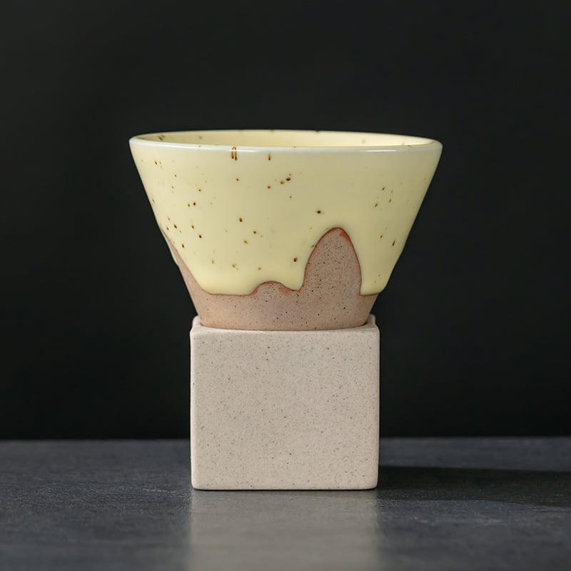 Leaf keramikinis akmens puodelis kavai, Kiln Change modelis, šviesus prabanga retro stilius, pritaikomas