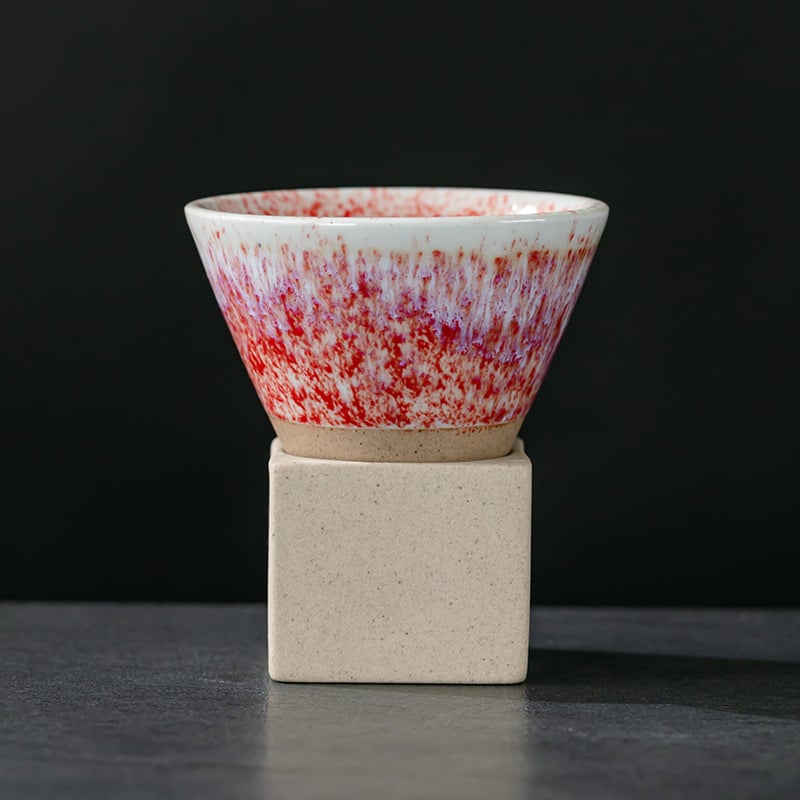 Leaf keramikinis akmens puodelis kavai, Kiln Change modelis, šviesus prabanga retro stilius, pritaikomas
