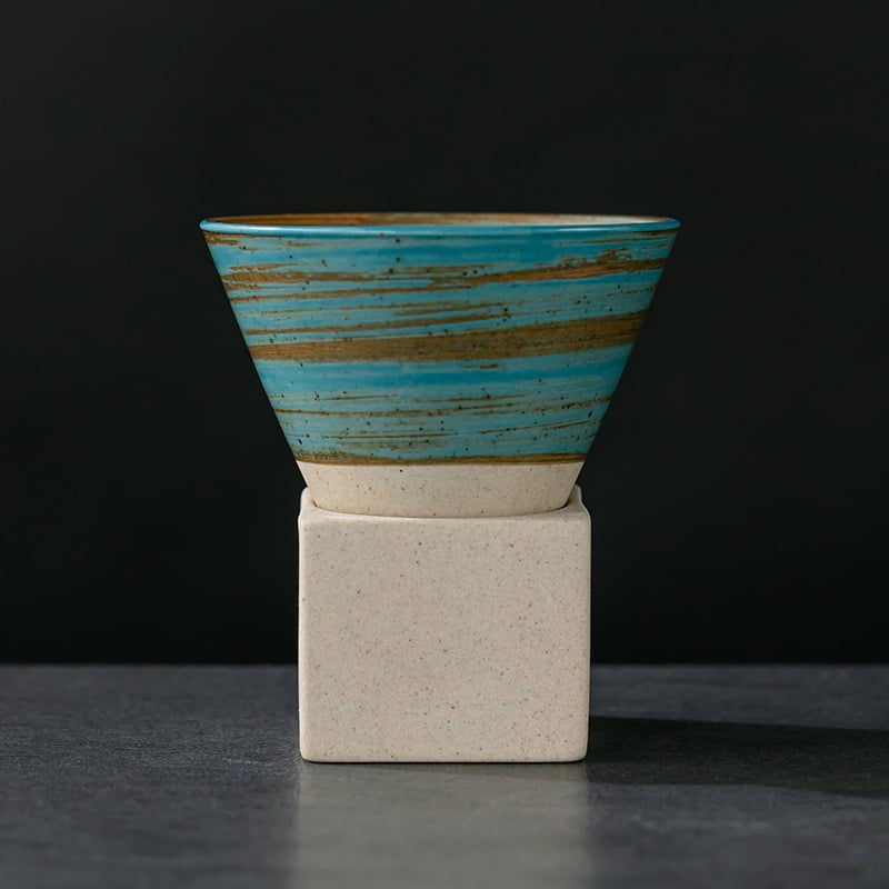 Leaf keramikinis akmens puodelis kavai, Kiln Change modelis, šviesus prabanga retro stilius, pritaikomas