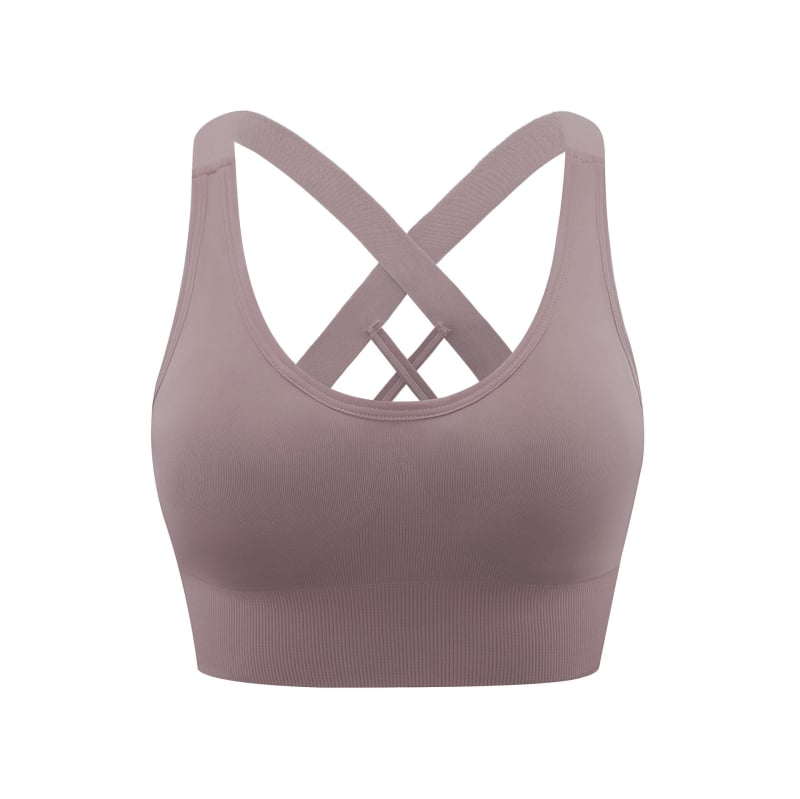 Vesta stila jogas sporta krūšturis ar krustotu muguru, pilns un formēts krūšu kauss, stingras dubultās siksnas, 90% neilons
