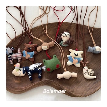 Kézzel készített textil nyaklánc gyerekeknek, gyerek alakú, egyedi csomagolás, 2025 téli megjelenés