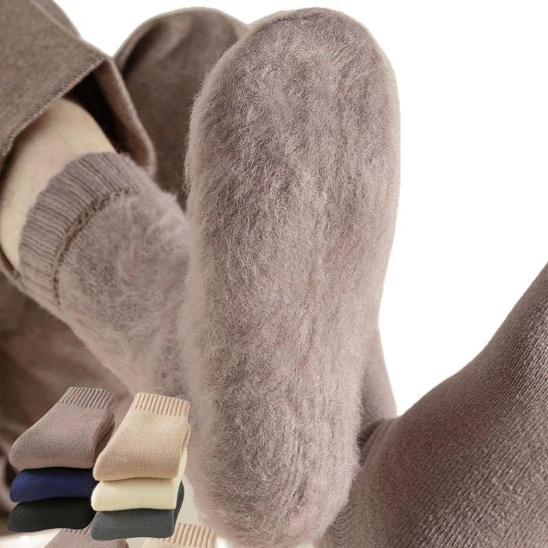 Vīriešu ziemas biezi poliestera zeķes, vidējā garuma līdz potītēm, vienkrāsainas, adītas ar vienu adatu, anti-slīdējošas