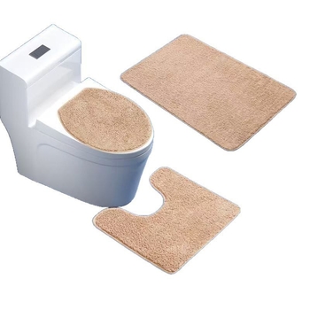 Triju daļu vannas istabas paklāju komplekts: poliesteršķiedra, druka, ārpuszemes forma, mazgājams