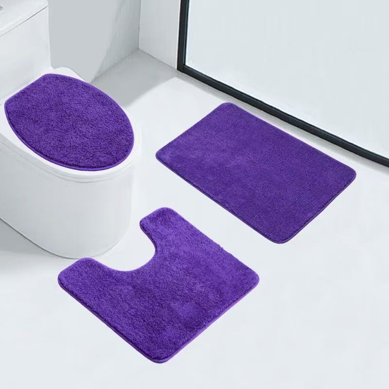 Triju daļu vannas istabas paklāju komplekts: poliesteršķiedra, druka, ārpuszemes forma, mazgājams