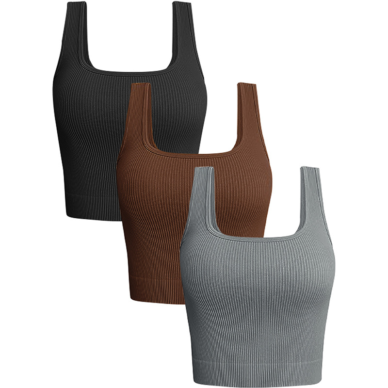 Top de yoga pentru femei, fără cusături, Jacquard, 90% nailon / 10% spandex, căptușeală din spandex 10%, cupă completă cu cupă modelată subțire, bretele duble fixe, potrivit pentru toate anotimpurile