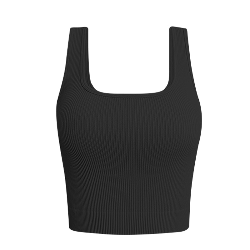 Top de yoga pentru femei, fără cusături, Jacquard, 90% nailon / 10% spandex, căptușeală din spandex 10%, cupă completă cu cupă modelată subțire, bretele duble fixe, potrivit pentru toate anotimpurile