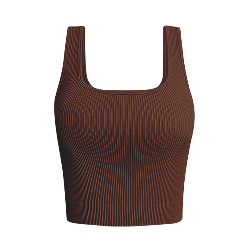 Top de yoga pentru femei, fără cusături, Jacquard, 90% nailon / 10% spandex, căptușeală din spandex 10%, cupă completă cu cupă modelată subțire, bretele duble fixe, potrivit pentru toate anotimpurile