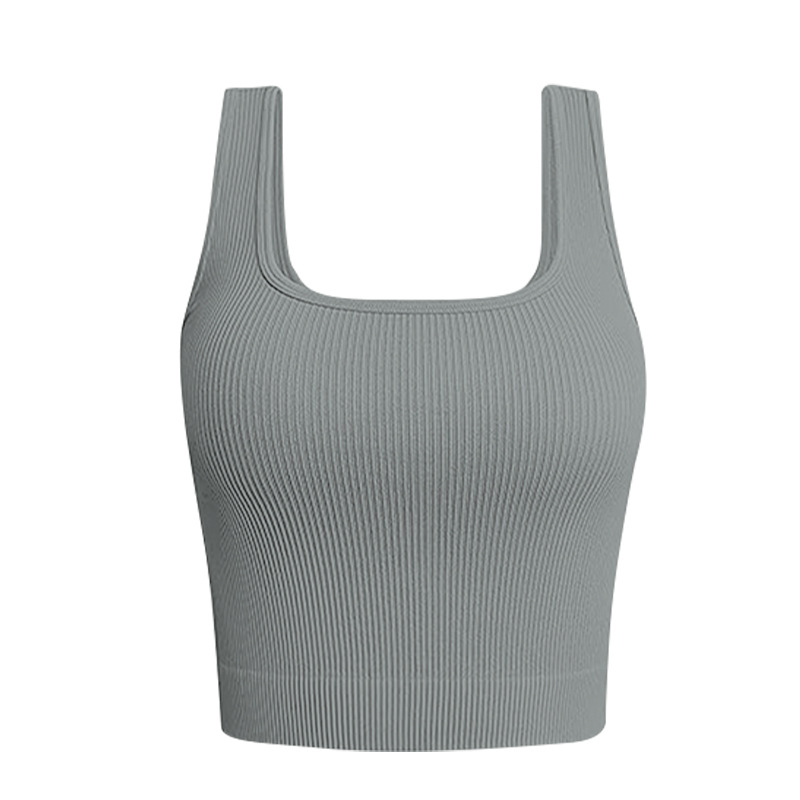 Top de yoga pentru femei, fără cusături, Jacquard, 90% nailon / 10% spandex, căptușeală din spandex 10%, cupă completă cu cupă modelată subțire, bretele duble fixe, potrivit pentru toate anotimpurile