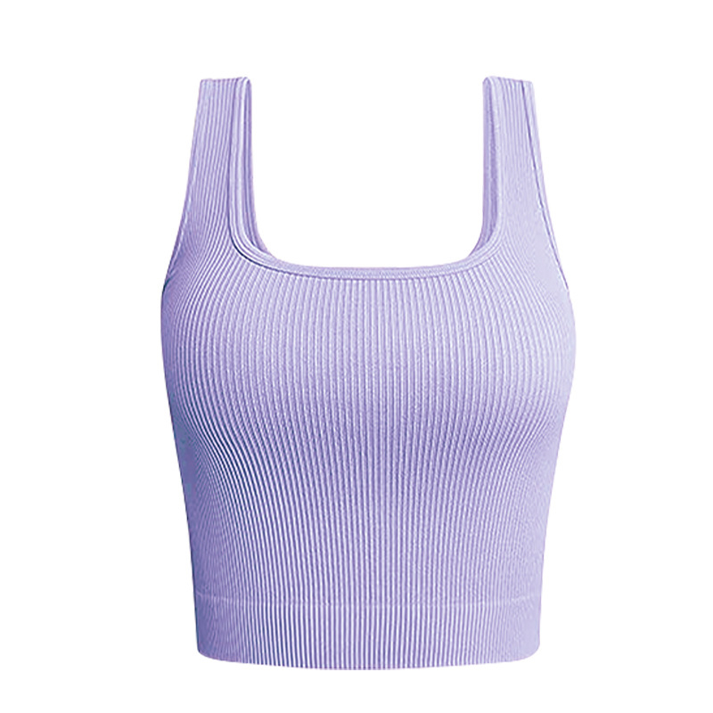 Top de yoga pentru femei, fără cusături, Jacquard, 90% nailon / 10% spandex, căptușeală din spandex 10%, cupă completă cu cupă modelată subțire, bretele duble fixe, potrivit pentru toate anotimpurile
