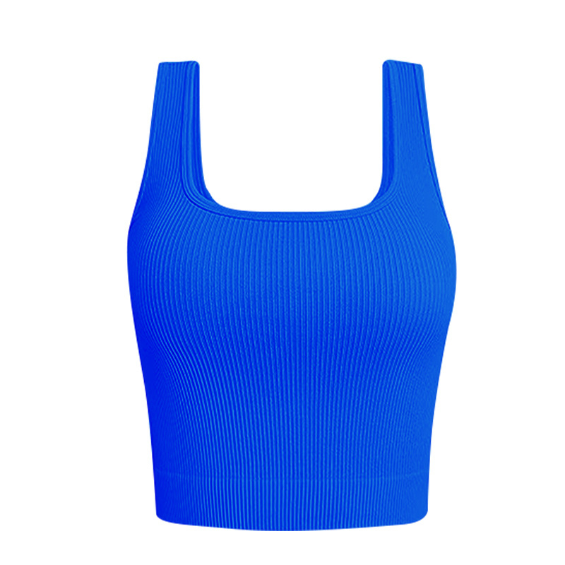 Top de yoga pentru femei, fără cusături, Jacquard, 90% nailon / 10% spandex, căptușeală din spandex 10%, cupă completă cu cupă modelată subțire, bretele duble fixe, potrivit pentru toate anotimpurile