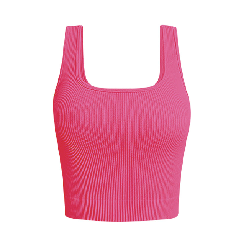 Top de yoga pentru femei, fără cusături, Jacquard, 90% nailon / 10% spandex, căptușeală din spandex 10%, cupă completă cu cupă modelată subțire, bretele duble fixe, potrivit pentru toate anotimpurile