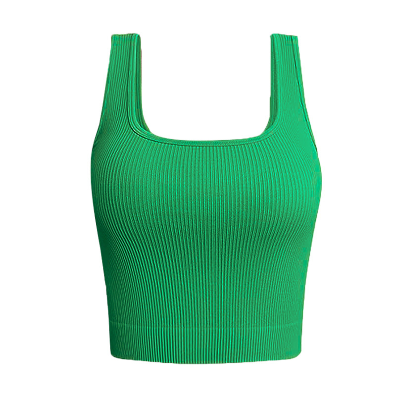 Top de yoga pentru femei, fără cusături, Jacquard, 90% nailon / 10% spandex, căptușeală din spandex 10%, cupă completă cu cupă modelată subțire, bretele duble fixe, potrivit pentru toate anotimpurile