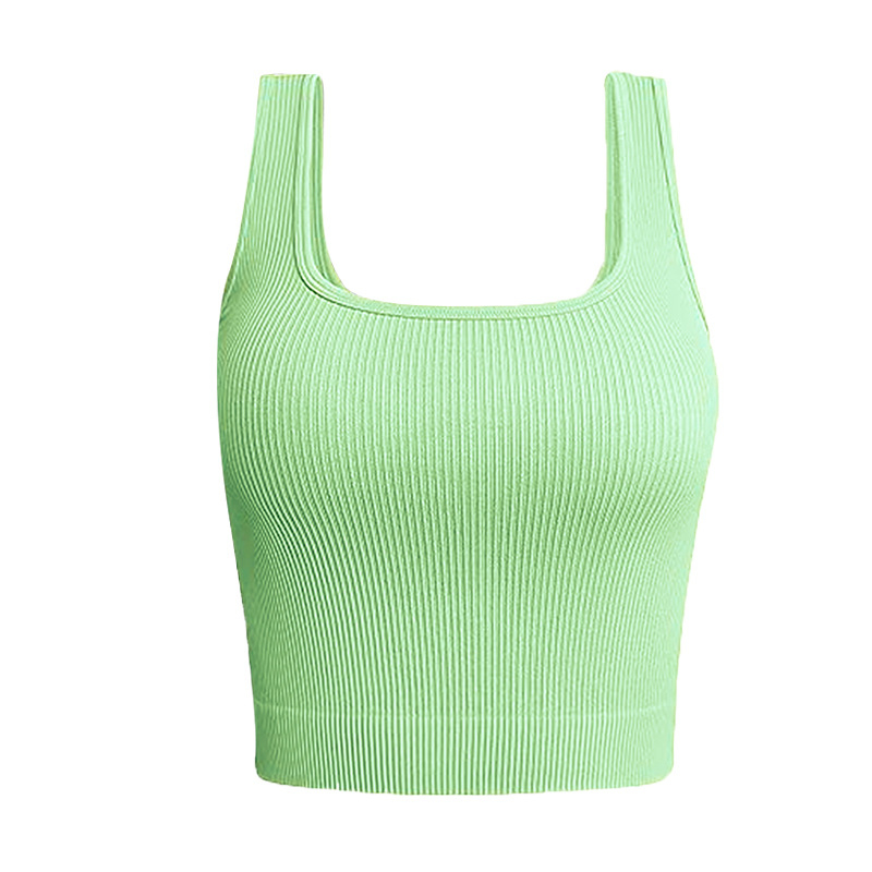 Top de yoga pentru femei, fără cusături, Jacquard, 90% nailon / 10% spandex, căptușeală din spandex 10%, cupă completă cu cupă modelată subțire, bretele duble fixe, potrivit pentru toate anotimpurile