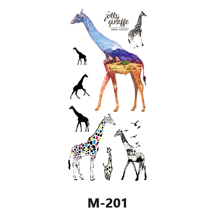 3D tetovējumu uzlīme pusrokai ar tīģera, vilka un brieža motīviem; ūdens pārneses druka; pielāgojama; ar logotipu drukātu; pusautomatizēta ražošana