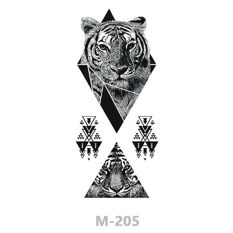 3D tetovējumu uzlīme pusrokai ar tīģera, vilka un brieža motīviem; ūdens pārneses druka; pielāgojama; ar logotipu drukātu; pusautomatizēta ražošana