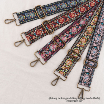 Λουρί ώμου για τσάντες, πολυεστέρας, μοτίβο λουλουδιών, εθνικό στυλ, ρυθμιζόμενος ιμάντας crossbody