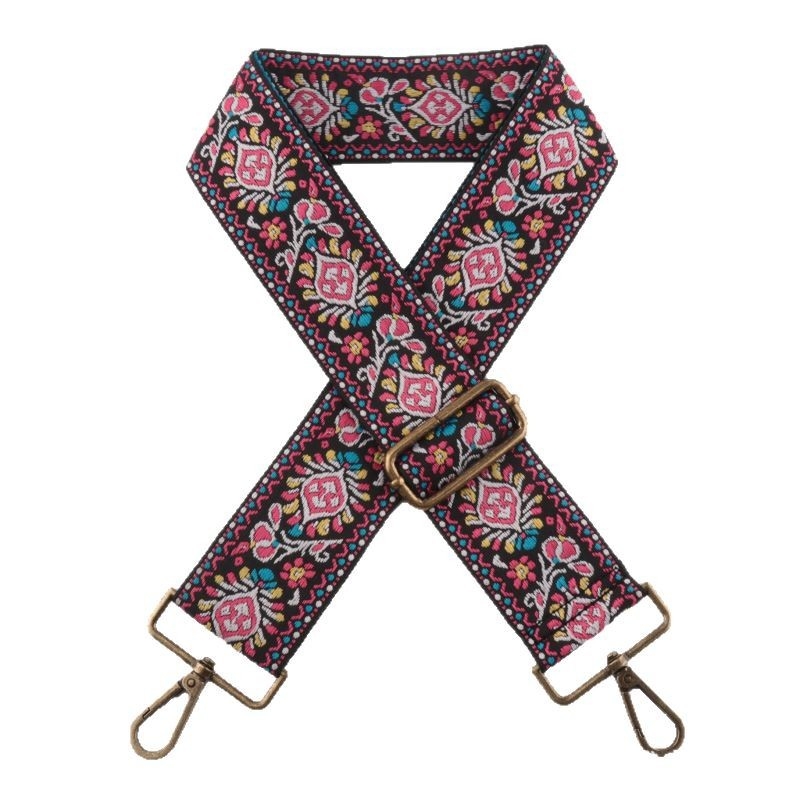 Λουρί ώμου για τσάντες, πολυεστέρας, μοτίβο λουλουδιών, εθνικό στυλ, ρυθμιζόμενος ιμάντας crossbody