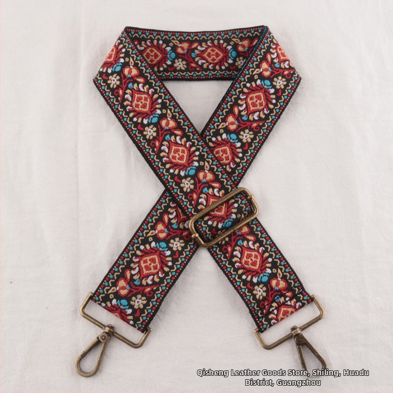 Λουρί ώμου για τσάντες, πολυεστέρας, μοτίβο λουλουδιών, εθνικό στυλ, ρυθμιζόμενος ιμάντας crossbody