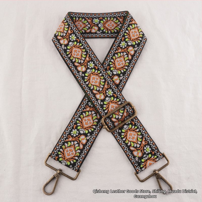 Λουρί ώμου για τσάντες, πολυεστέρας, μοτίβο λουλουδιών, εθνικό στυλ, ρυθμιζόμενος ιμάντας crossbody