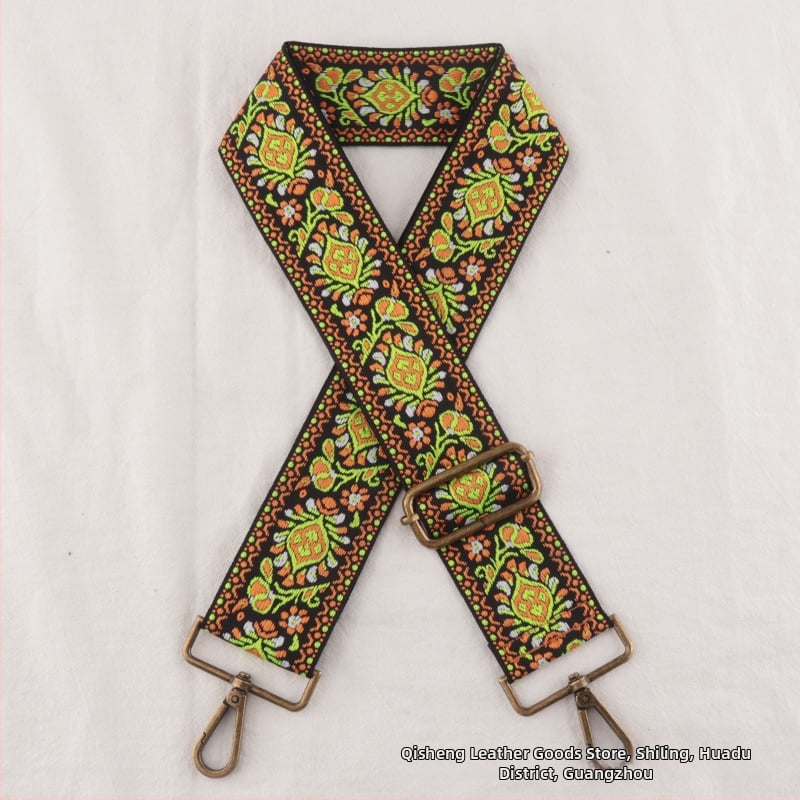 Λουρί ώμου για τσάντες, πολυεστέρας, μοτίβο λουλουδιών, εθνικό στυλ, ρυθμιζόμενος ιμάντας crossbody